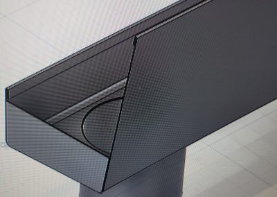 CAD drawing of the custom-designed gutter drain for the garage.